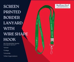 Screen Printed Border Lanyard With Hook
